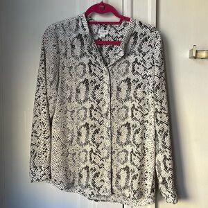 J. Crew Factory Reptile Snakeskin Gray Blouse Top Chiffon S